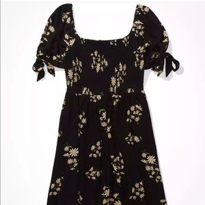 American eagle black dress white flowers size xl
